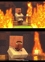 Villager This is Fine Meme Template