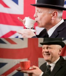 British man sipping tea 2-panel Meme Template