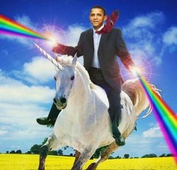 Barry Soetero riding a Unicorn Meme Template
