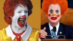 Ronald McDonald and Adam Schiff Meme Template