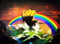 God clutches rainbow Meme Template