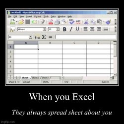 When you Excel they always spread sheet about you Meme Template