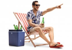 Lawn chair drinking beer Meme Template
