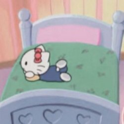 hello kitty laying on bed Meme Template