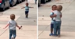 baby running and hugging Meme Template