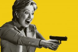 Hillary aiming a Glock Meme Template