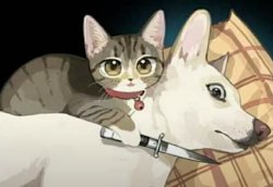 Cat Holding Dog Hostage Art Meme Template