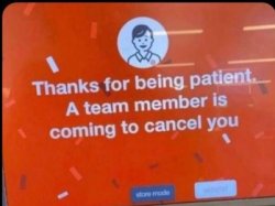 thanks for being patient a team member is coming to cancel you Meme Template