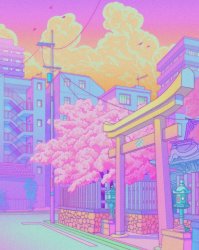 Neon anime city background Meme Template