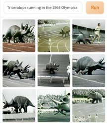 Triceratops running in the 1964 Olympics Meme Template