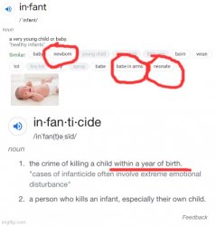 Infant and infanticide definitions Meme Template