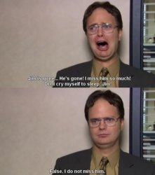 Dwight Crying False Meme Template
