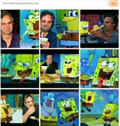 Mark Ruffalo eating at the Krusty Krab Meme Template