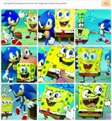 Spongebob Squarepants and Sonic The Hedgehog Meme Template