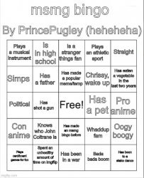 msmg bingo PrincePugley Meme Template