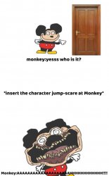 Who jumpscared Mokey? Meme Template