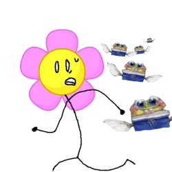 Flower running from Spongeflies Meme Template