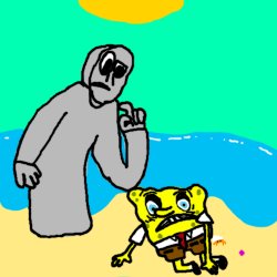 Spongebob and Gabriel at the beach Meme Template