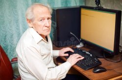 Old man on computer Meme Template