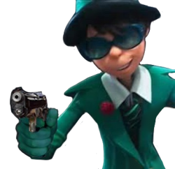 Sexy Green Suit Man with gun Meme Template