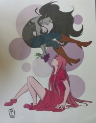 Marceline and Bubblegum artwork by Ink&Owl Meme Template