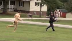 naked guy chasing cop Meme Template