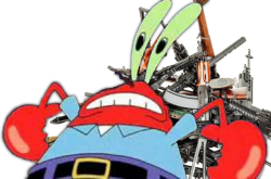 Mr Krabs Protecting Guns Meme Template