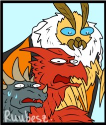 Mothra, Rodan, and Angirus freaked out Meme Template