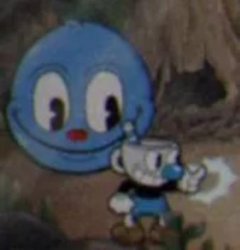 Goopy staring at Mugman Meme Template