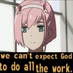 we can't expect god to do all the work but it's zero two Meme Template
