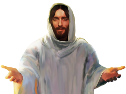 Jesus in white robes with transparency Meme Template