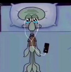 Squidward crying in bed Meme Template