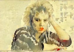 Kim Wilde black & white AI art Meme Template