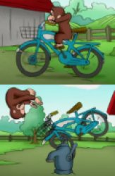 Curious George Gets Destroyed By A Water Pump Meme Template