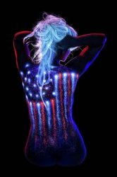 patriotic flag girl woman shadow Meme Template