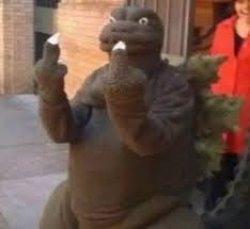 Middle finger flipping Godzilla Meme Template