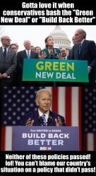 Bad faith conservative attacks on the Green New Deal BBB Meme Template