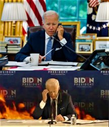 Biden on a call feels the heat Meme Template