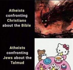 Atheists vs. Bible vs. Talmud Meme Template