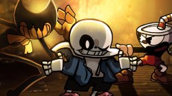 Bendy, Sans, and Cuphead Meme Template