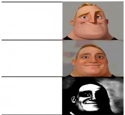 Mr Incredible Becoming Uncanny (shortened) Meme Template