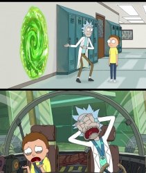 Ricky and Morty Portal Adventure Meme Template