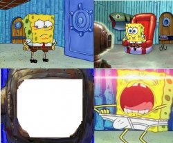 spongebob watching the tv Meme Template
