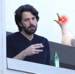 Ben Affleck cigarette, inhaling seagull Meme Template