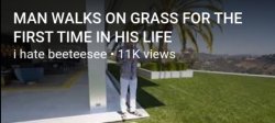 MAN WALKS ON GRASS FOR THE FIRST TIME IN HIS LIFE Meme Template