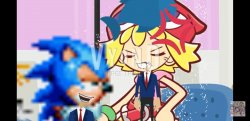 Amitie and Sonic Meme Template