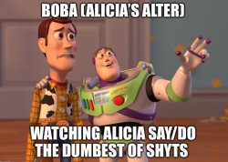 Boba watching Alicia Meme Template