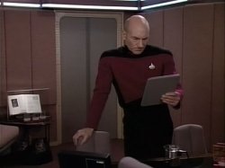 PICARD LOOKING AT A TABLET Meme Template