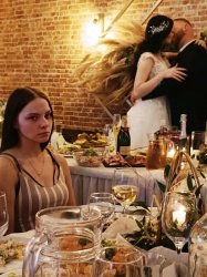 Newlyweds Make out while Disappointed Meme Template