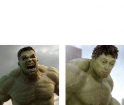 Hulk angry, then realizes he's wrong Meme Template